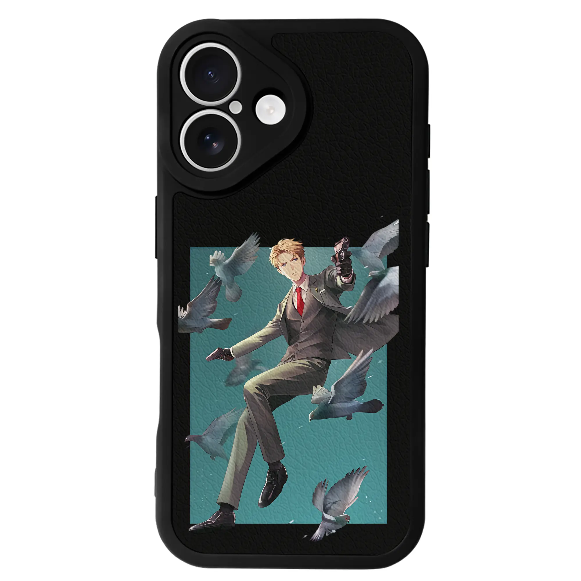 スパイファミリー グッズ,ロイド・フォージャー（Loid Forger） - IPhone 16シリーズ対応 ・ シリコンスマホケース ・ レザー調 ・ 高精度フィット ・ 耐衝撃 ・ ワイヤレス充電対応 ・ 精密カット